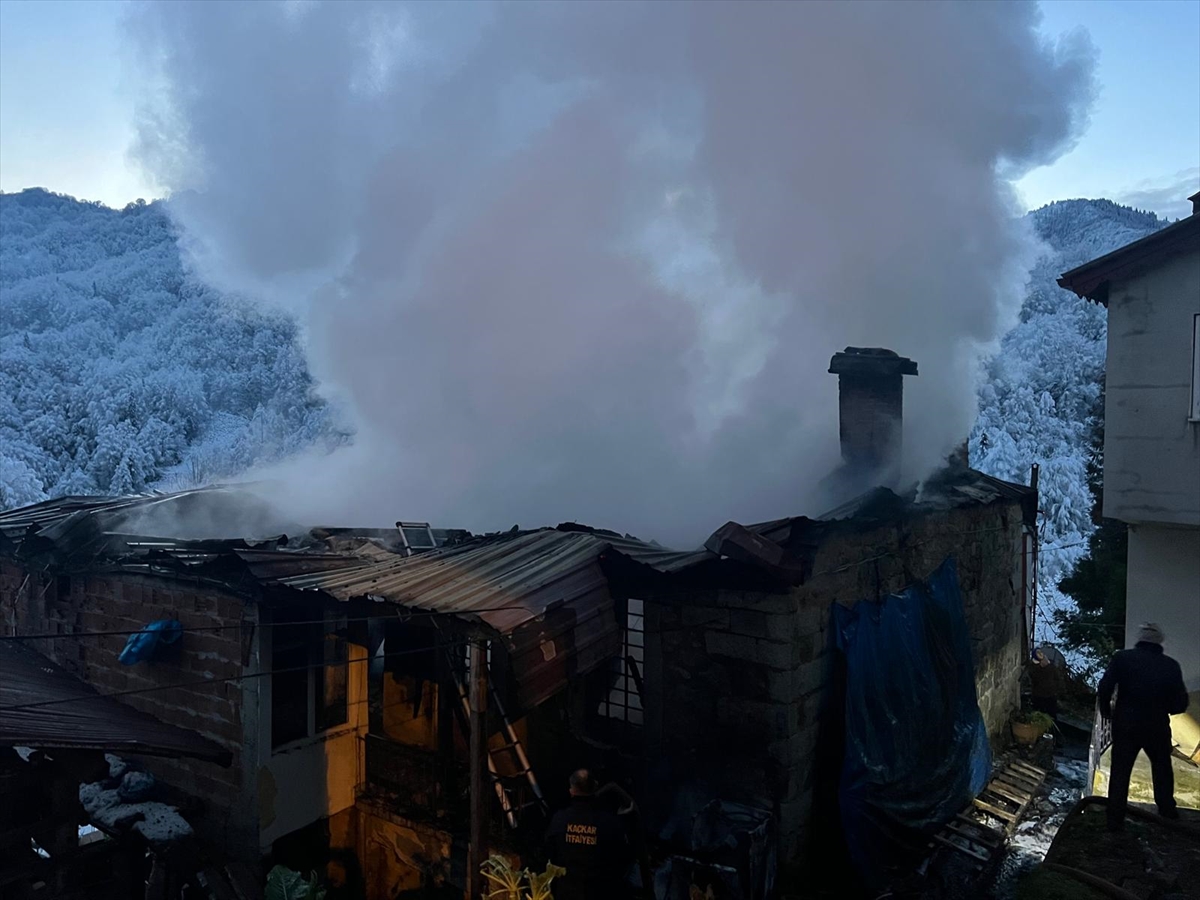 Rize'de çıkan yangında 2 ev kullanılamaz hale geldi