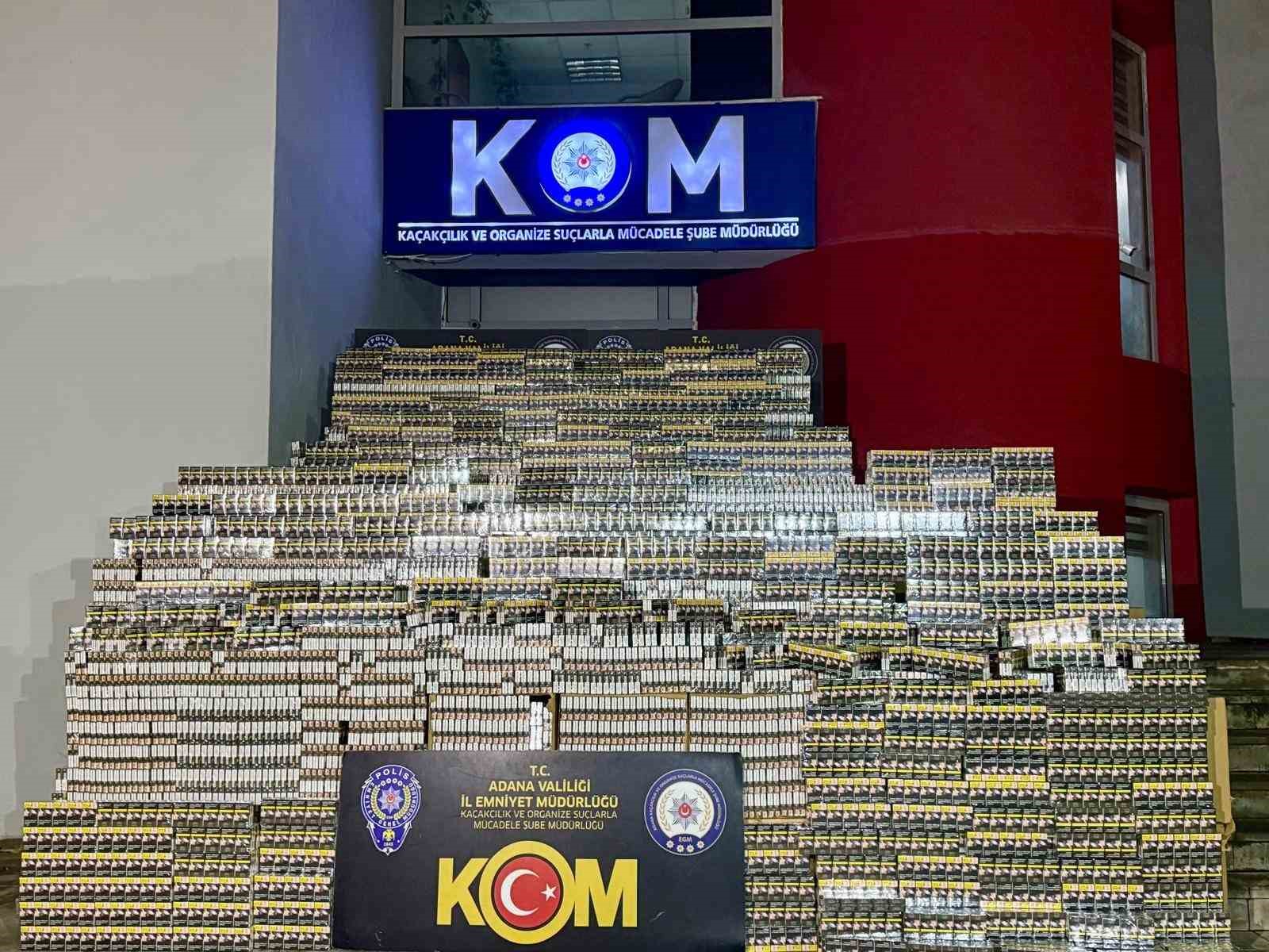 Adana’da 82 bin paket kaçak sigara ele geçirildi
