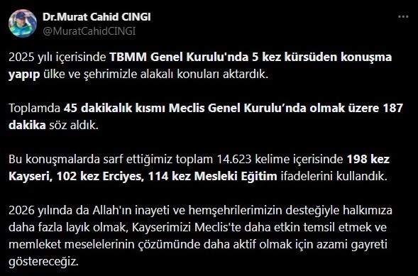 AK Partili Cıngı: "2026 yılında daha aktif olmak için azami gayreti göstereceğiz"
