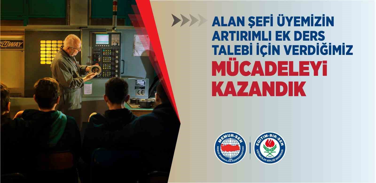 Alan şefi öğretmen artırımlı ek ders mücadelesini kazandı
