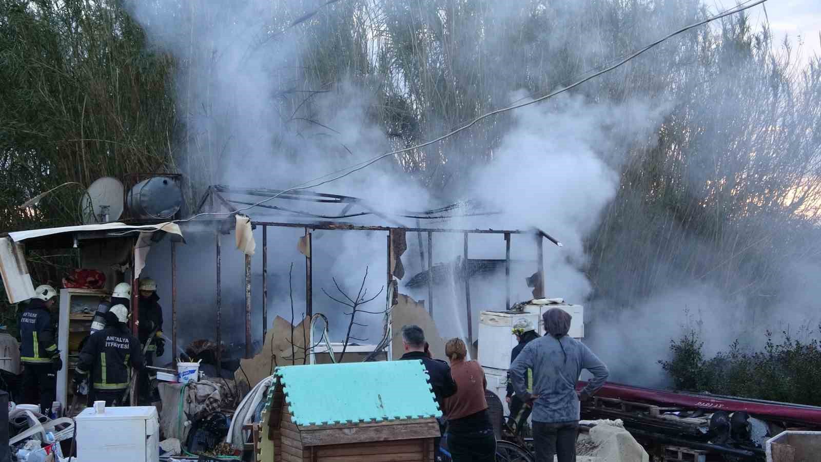 Antalya’da konteyner ev alevlere teslim oldu: 2 kedi telef oldu
