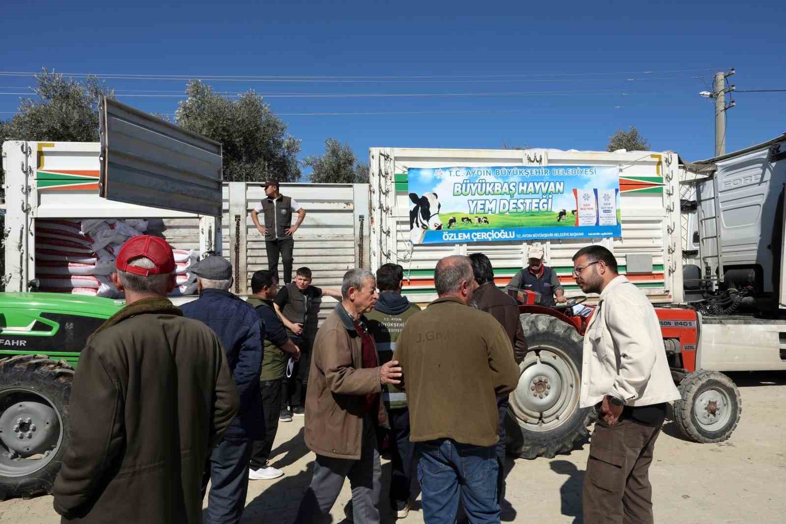 Aydın Büyükşehir’den Yenipazarlı üreticilere yem desteği
