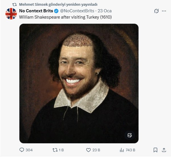 Bakan Şimşek’ten Shakespeare’li ’saç ve diş turizmi’ paylaşımı
