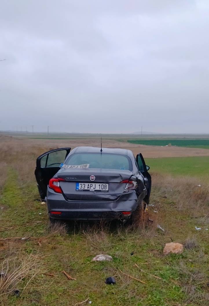 Bariyerlere çarpıp tarım arazisine giren otomobilde 5 kişi yaralandı
