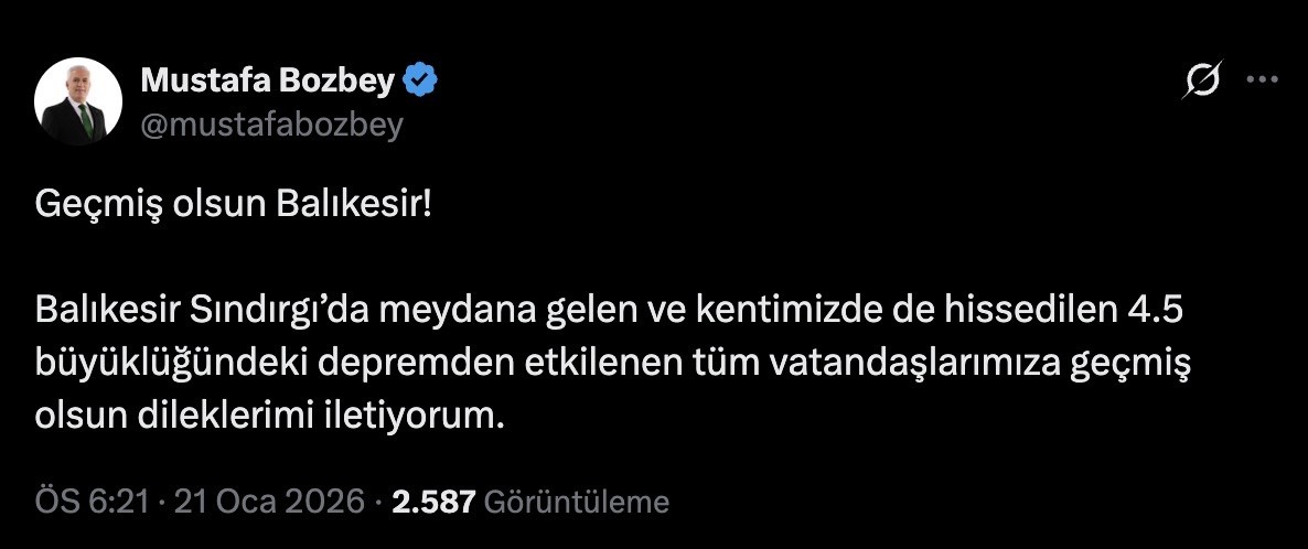 Başkan Bozbey’den Bursa’da da hissedilen depremin ardından mesaj
