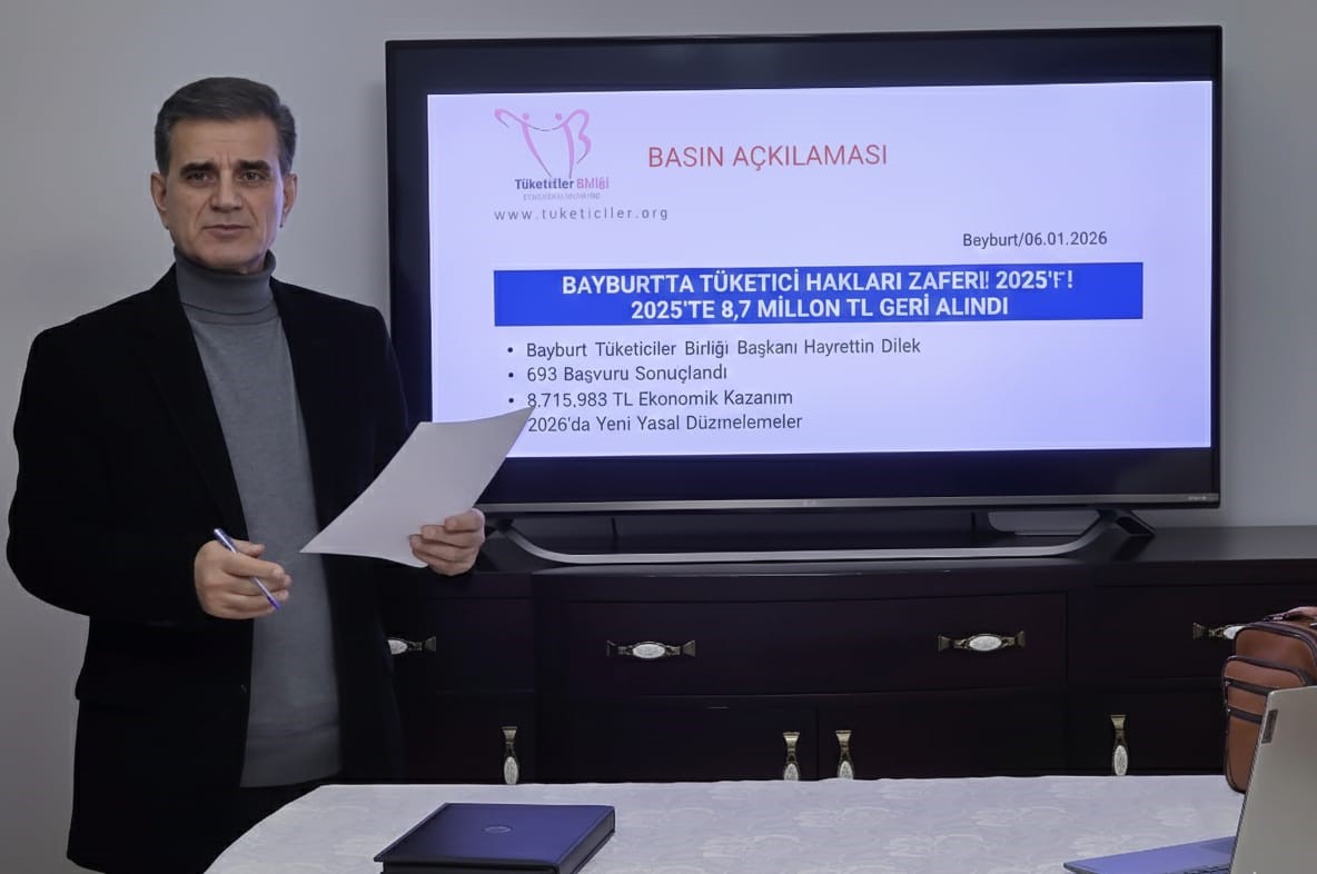 Bayburt’ta 8,7 milyon TL tüketicinin cebinde kaldı
Bayburt’ta 8,7 milyon TL tüketicinin cebinde kaldı