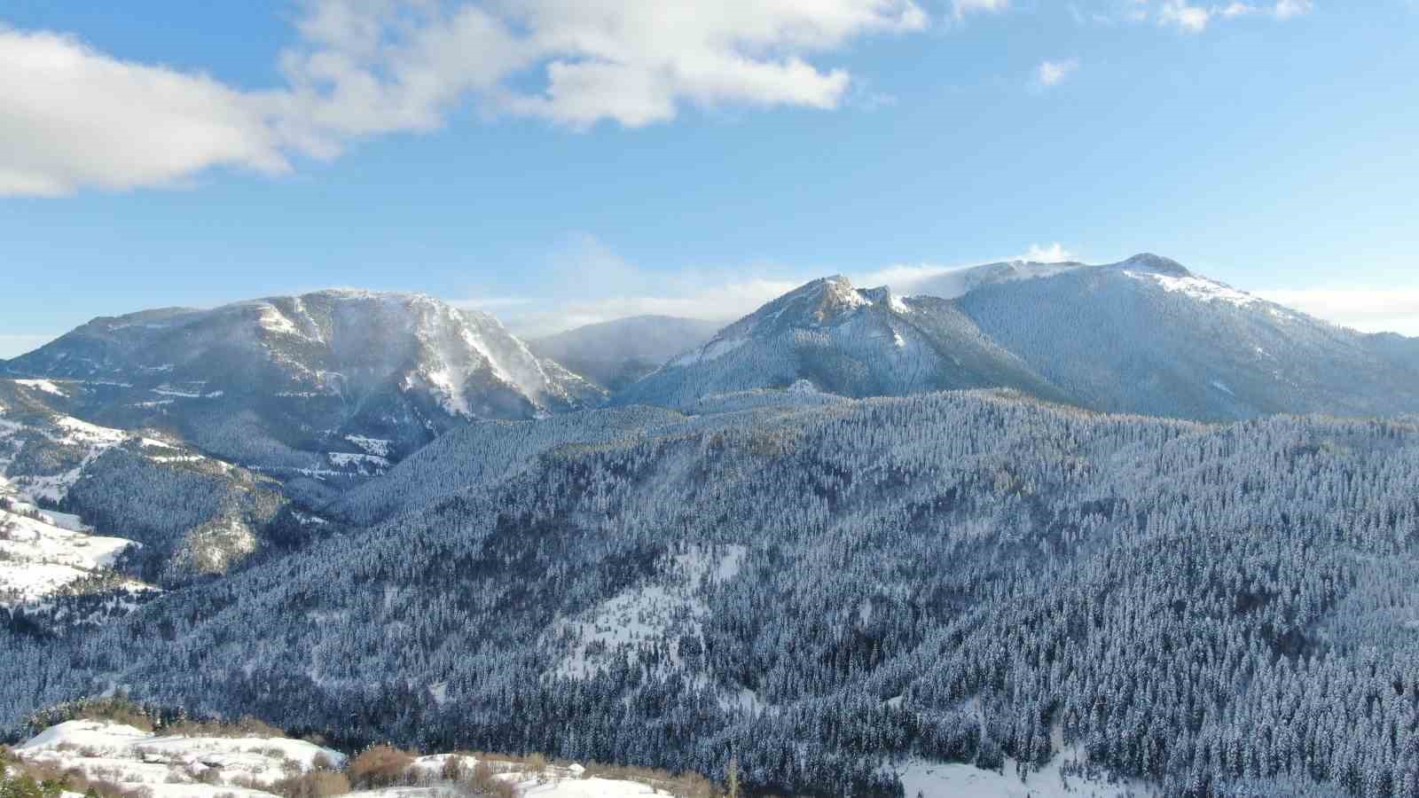 Bin 250 rakımlı Yaralıgöz Dağı’nda muhteşem kar manzarası
