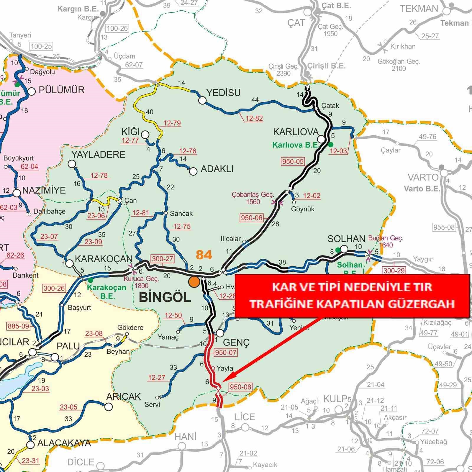 Bingöl-Diyarbakır karayolu tır trafiğine kapandı
