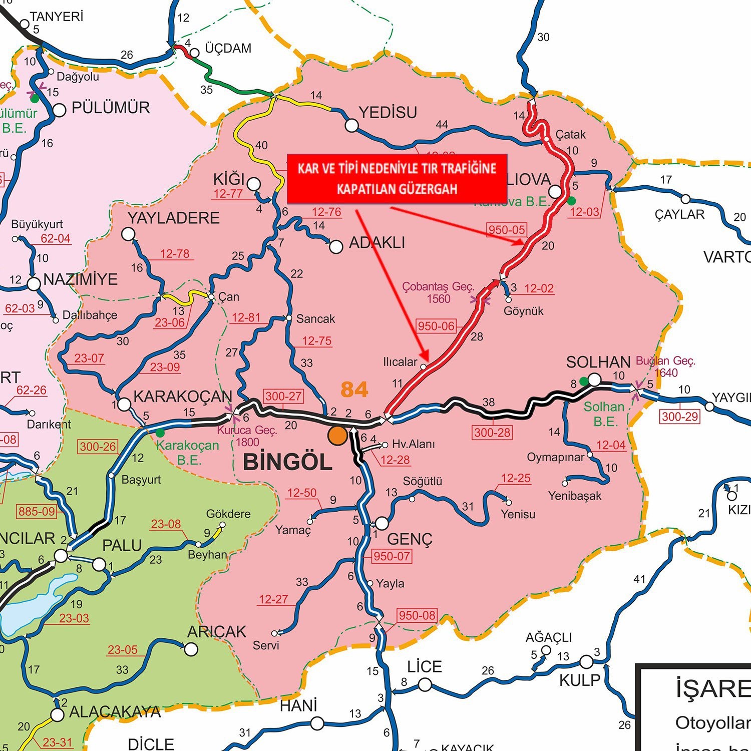 Bingöl’de bazı yollar kar yağışı nedeniyle trafiğine kapatıldı
