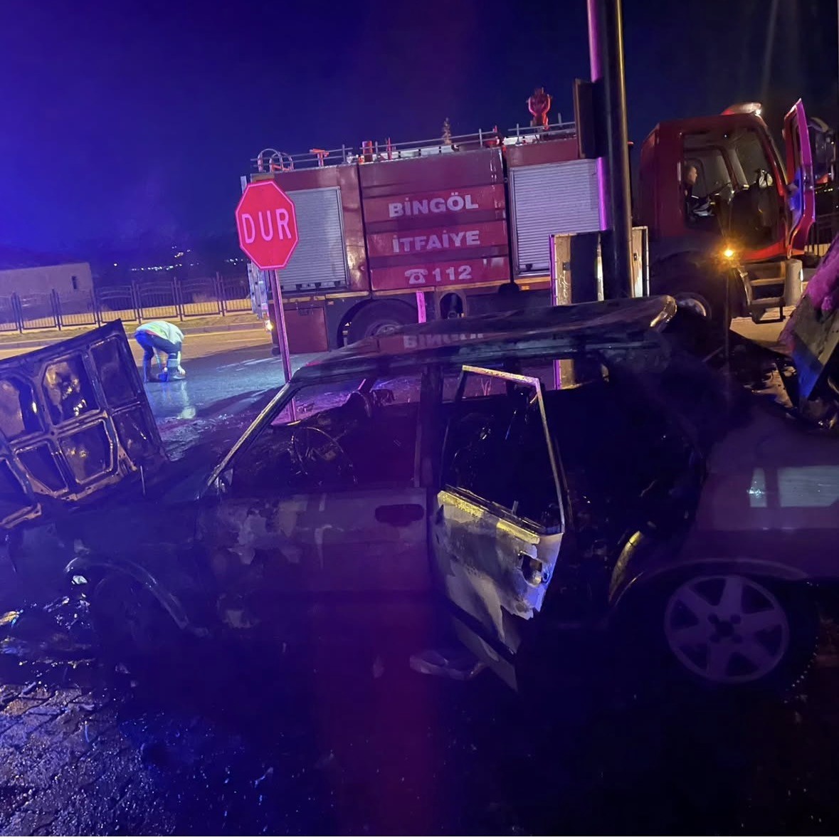 Bingöl’de park halindeki araç alevlere teslim oldu
