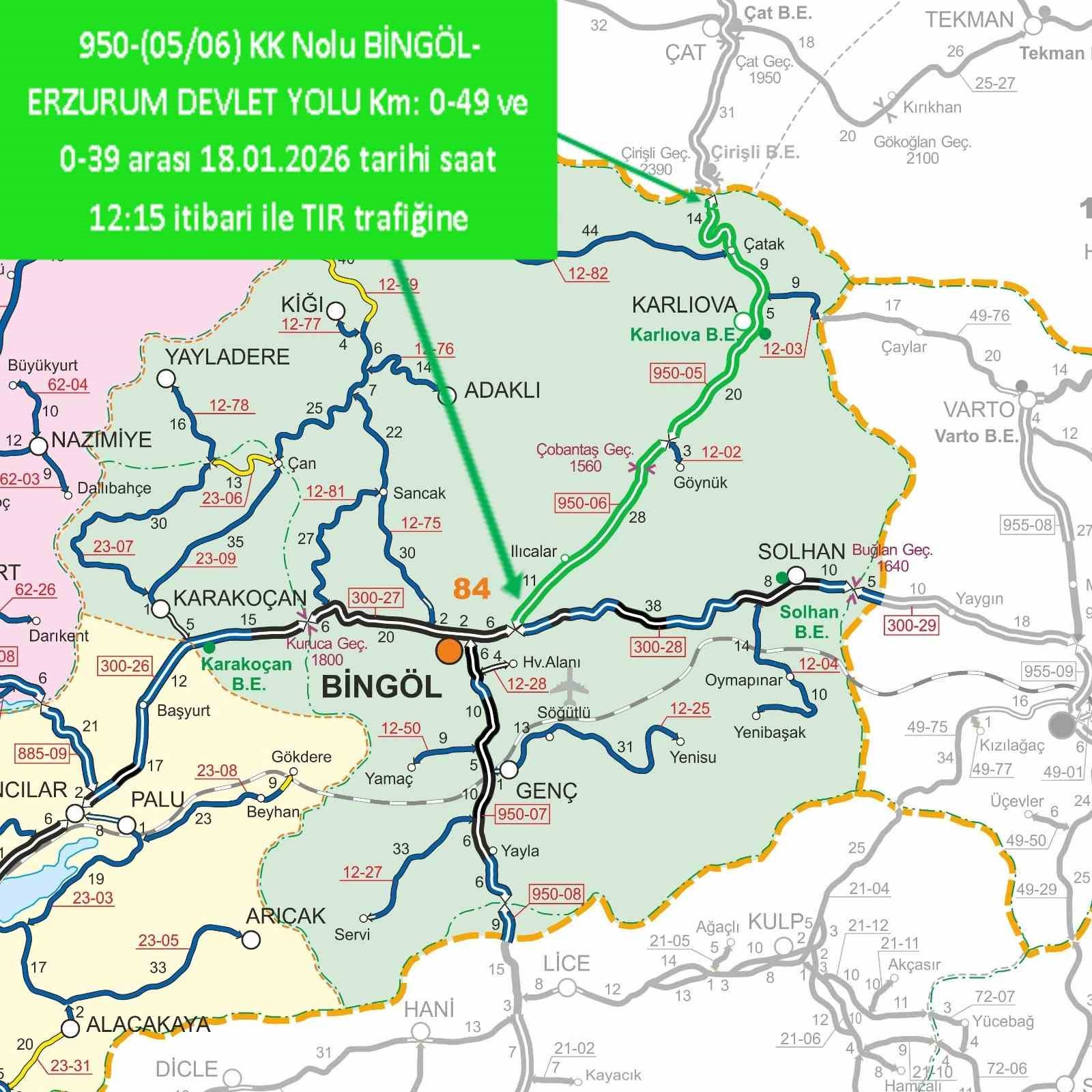 Bingöl’ün çevre illere tır trafiği açıldı
