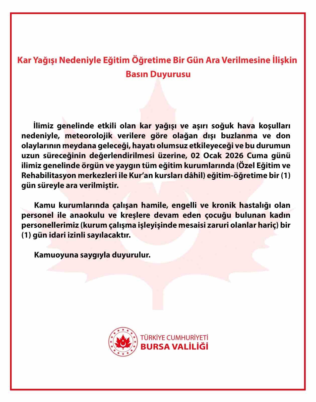 Bursa’da eğitime kar engeli
Bursa’da eğitime kar engeli