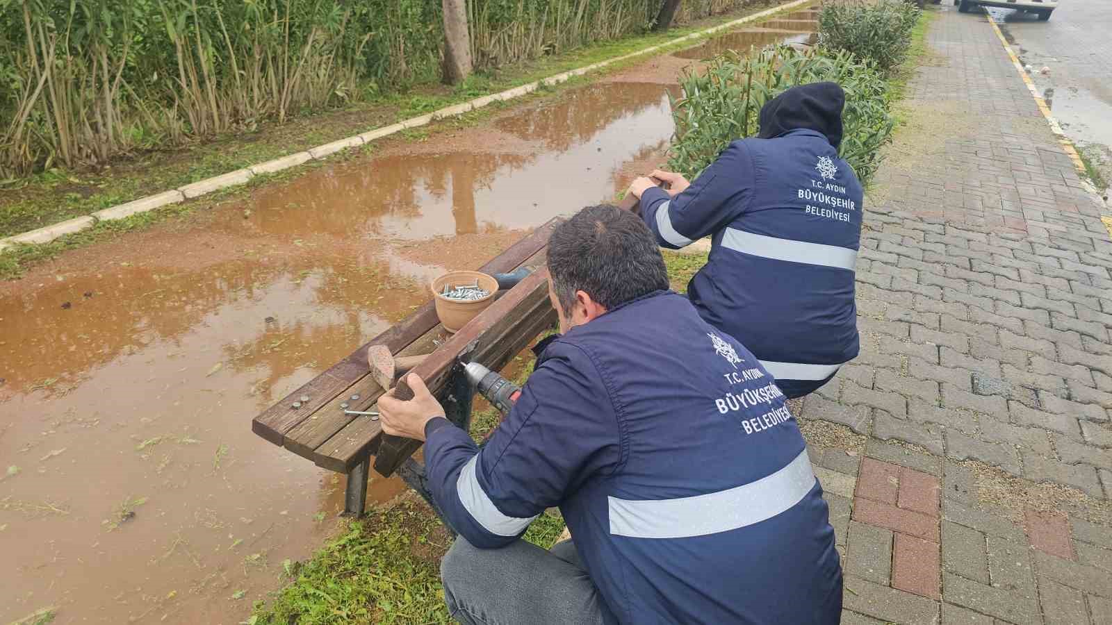 Büyükşehir ekiplerinden Nazilli yürüyüş yolunda bakım çalışması
