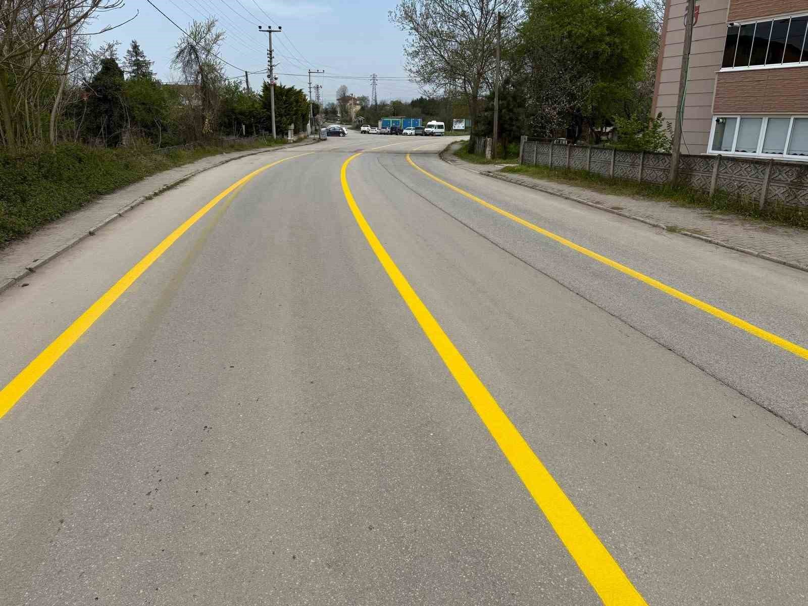 Çalıcuma Köyü’nde yol çizgi çalışmaları tamamlandı

