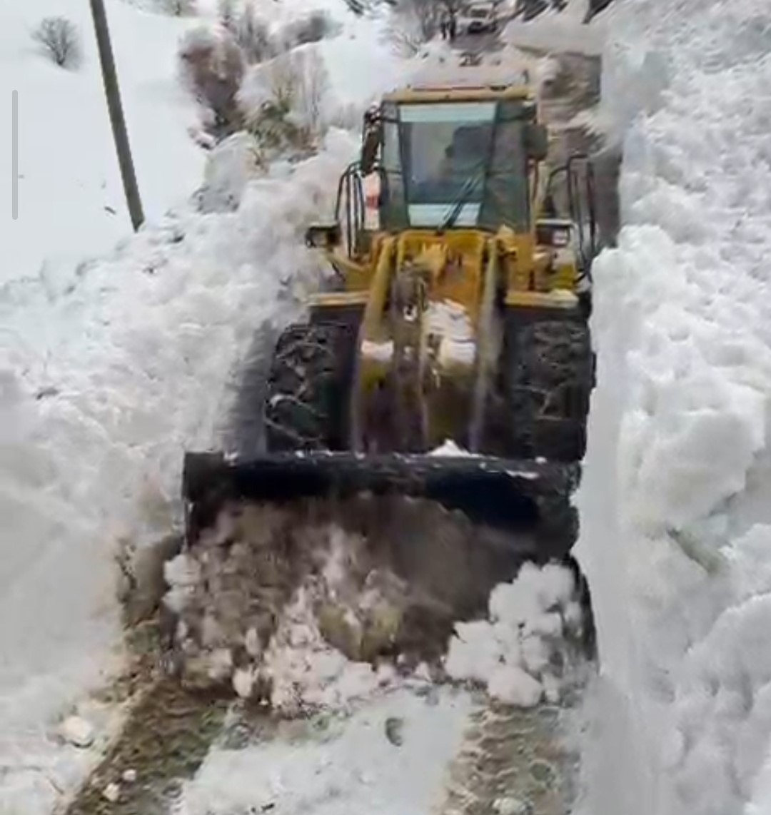 Çatbayır Mahallesi yoluna düşen çığ temizlendi
