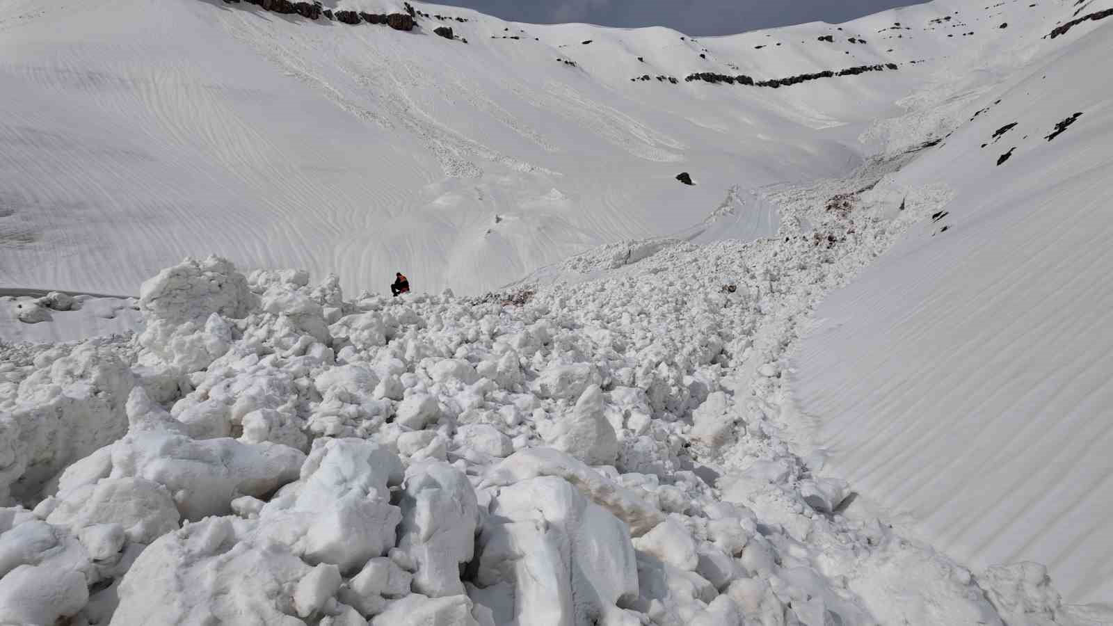 Çığ düşen yolu açma çalışmaları başlatıldı
