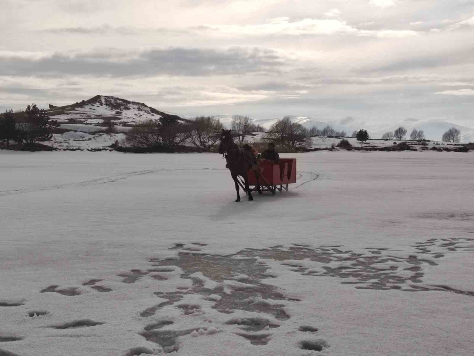 Çıldır Gölü’nde atlı kızak sezonu sona eriyor
