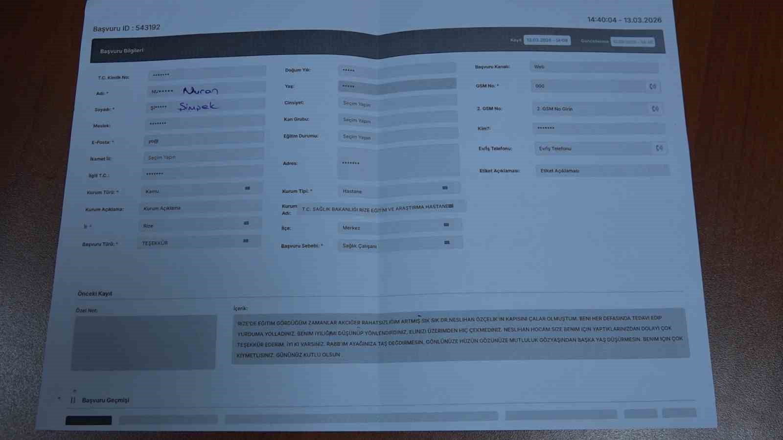 CİMER üzerinden şikayet değil teşekkür etti, yürekleri ısıttı
