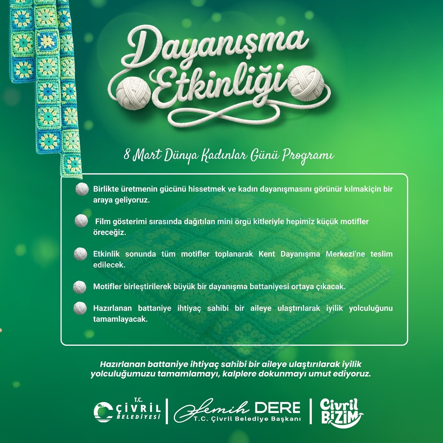 Çivril’de 8 Mart’a özel dayanışma programı
