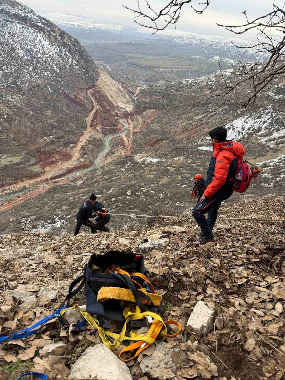 Çoban ve 9 keçisi, 3 gündür mahsur kaldığı yerden kurtarıldı
