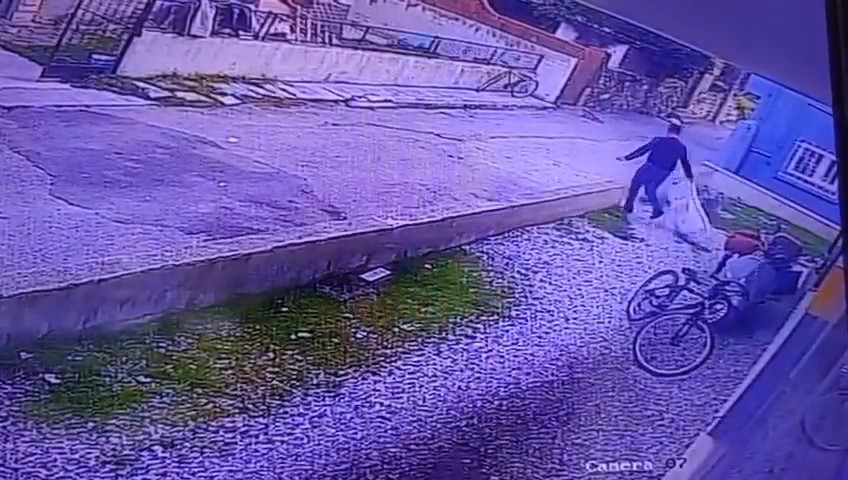 Çocukların gözü önünde köpeği katletti
