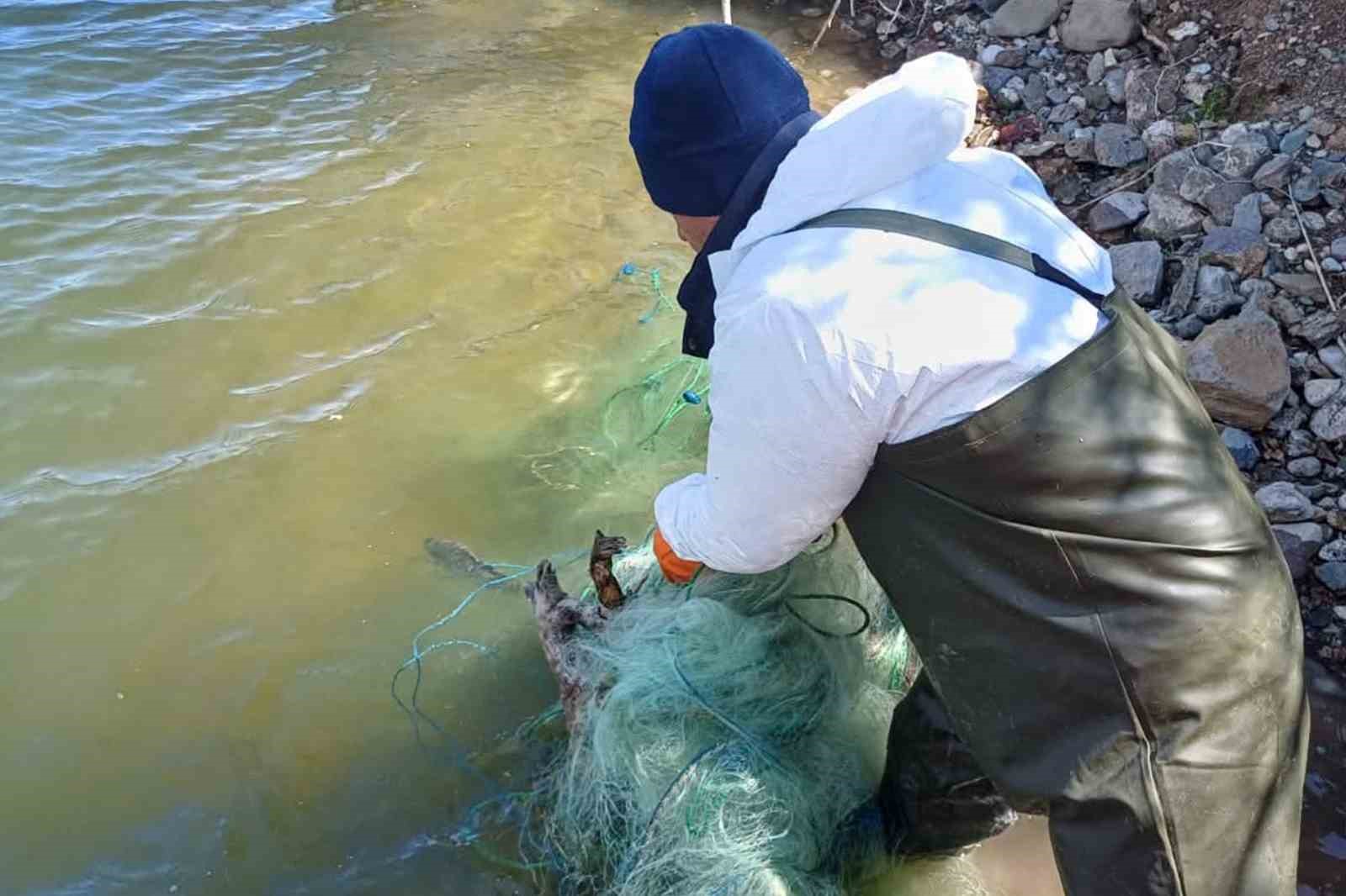 Çorum’da baraj gölünde yasa dışı av araçları ele geçirildi

