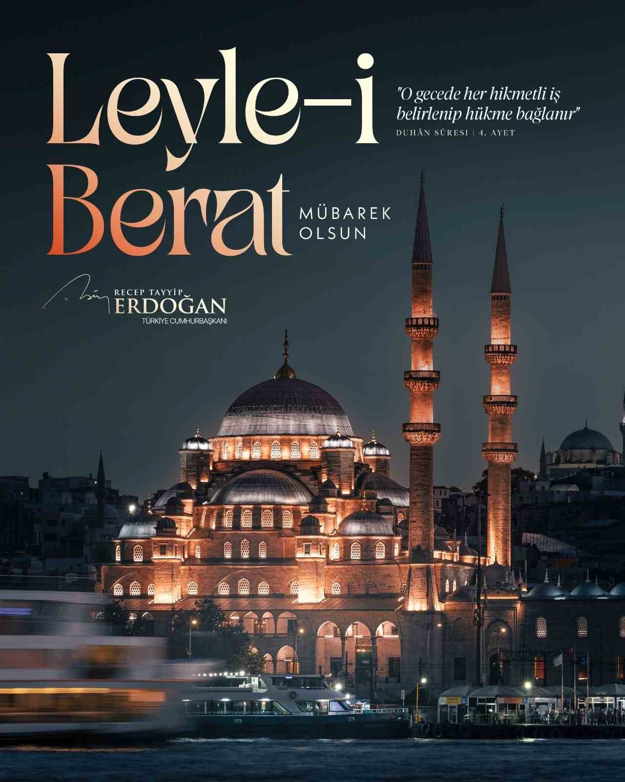 Cumhurbaşkanı Erdoğan’dan Berat Kandili mesajı
