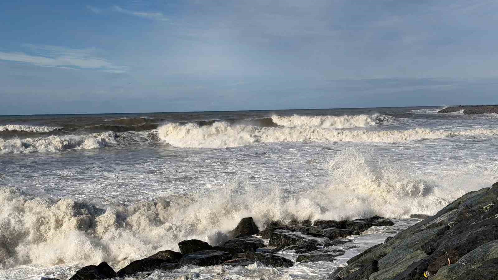 Dev dalgaları görüntülemek isterken az kalsın suya kapılıyordu
