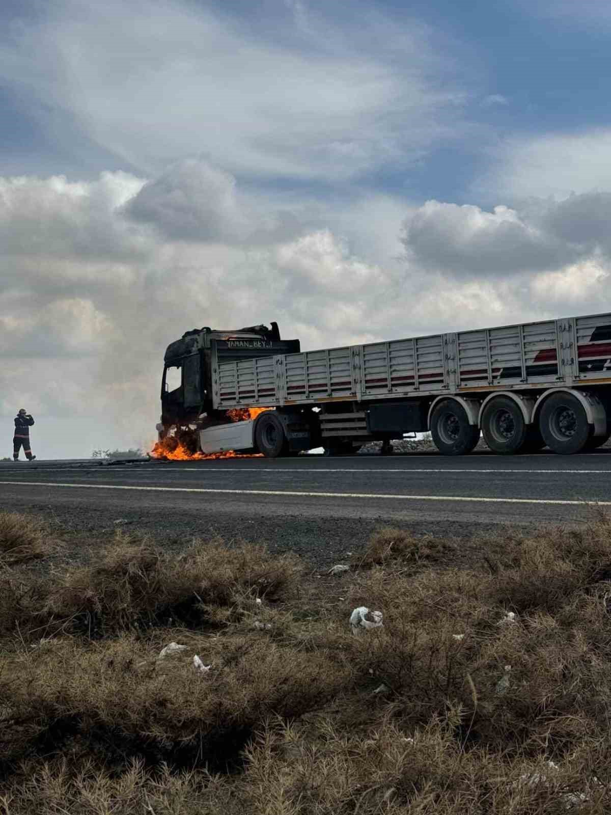 Diyarbakır’da seyir halindeki tır alev aldı
