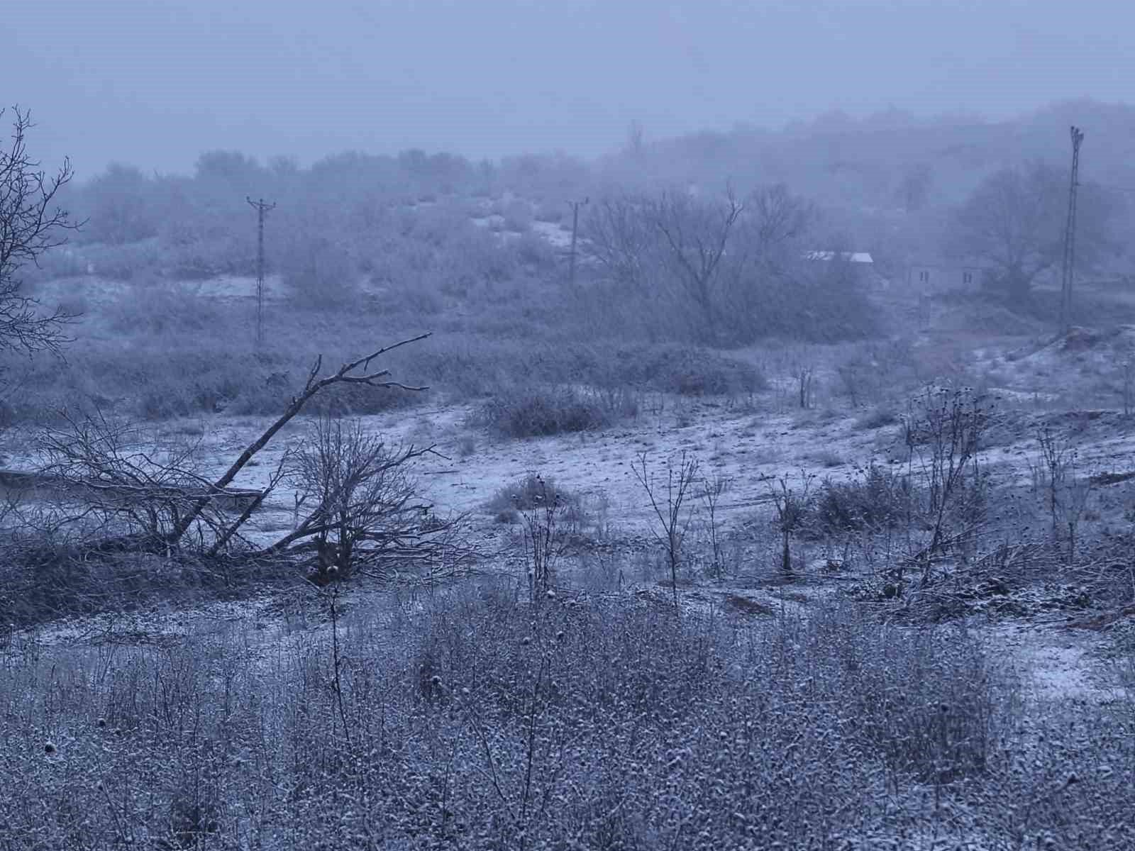 Edirne’nin Hamzabeyli köyünde kar yağışı başladı
