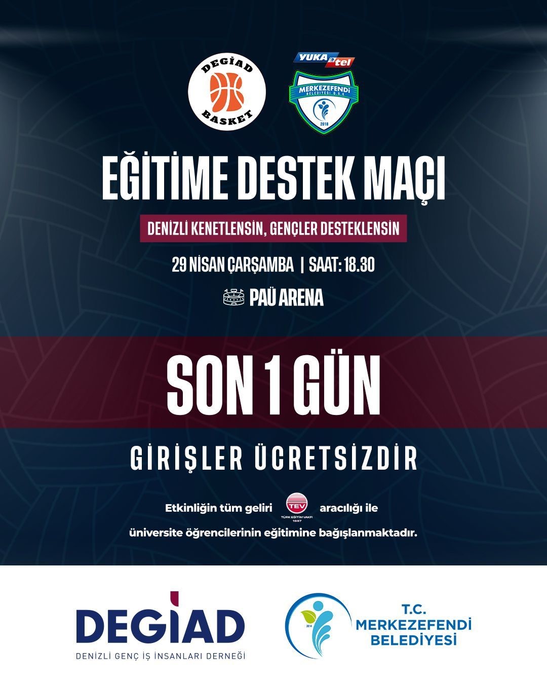 Eğitime Destek Maçı yarın PAÜ Arena’da oynanacak
