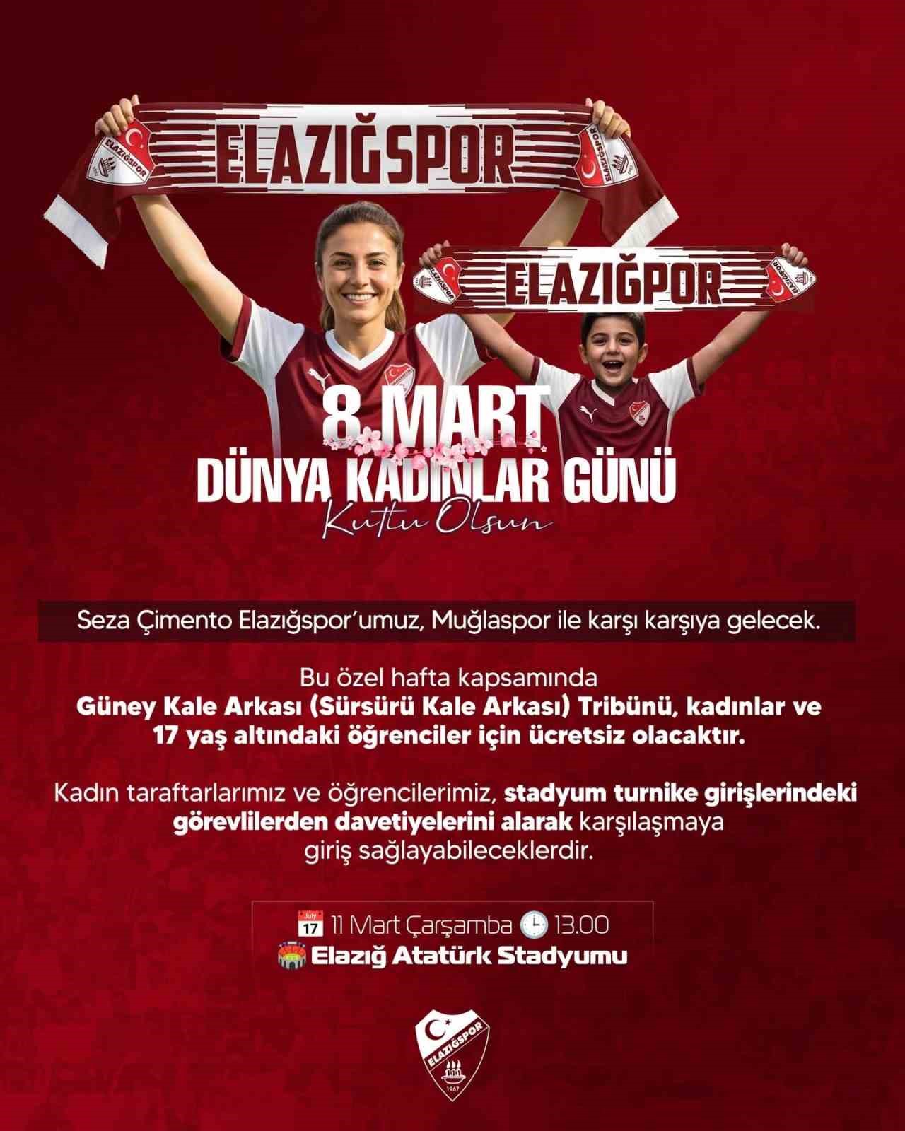 Elazığspor’dan kadın taraftarlara jest
