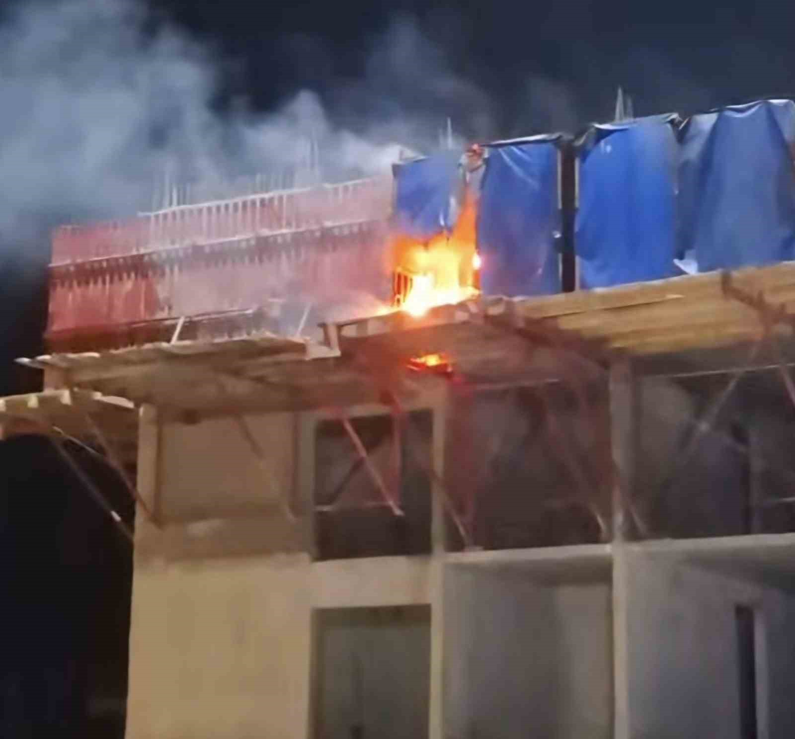 Emet’te şantiyede korkutan yangın
