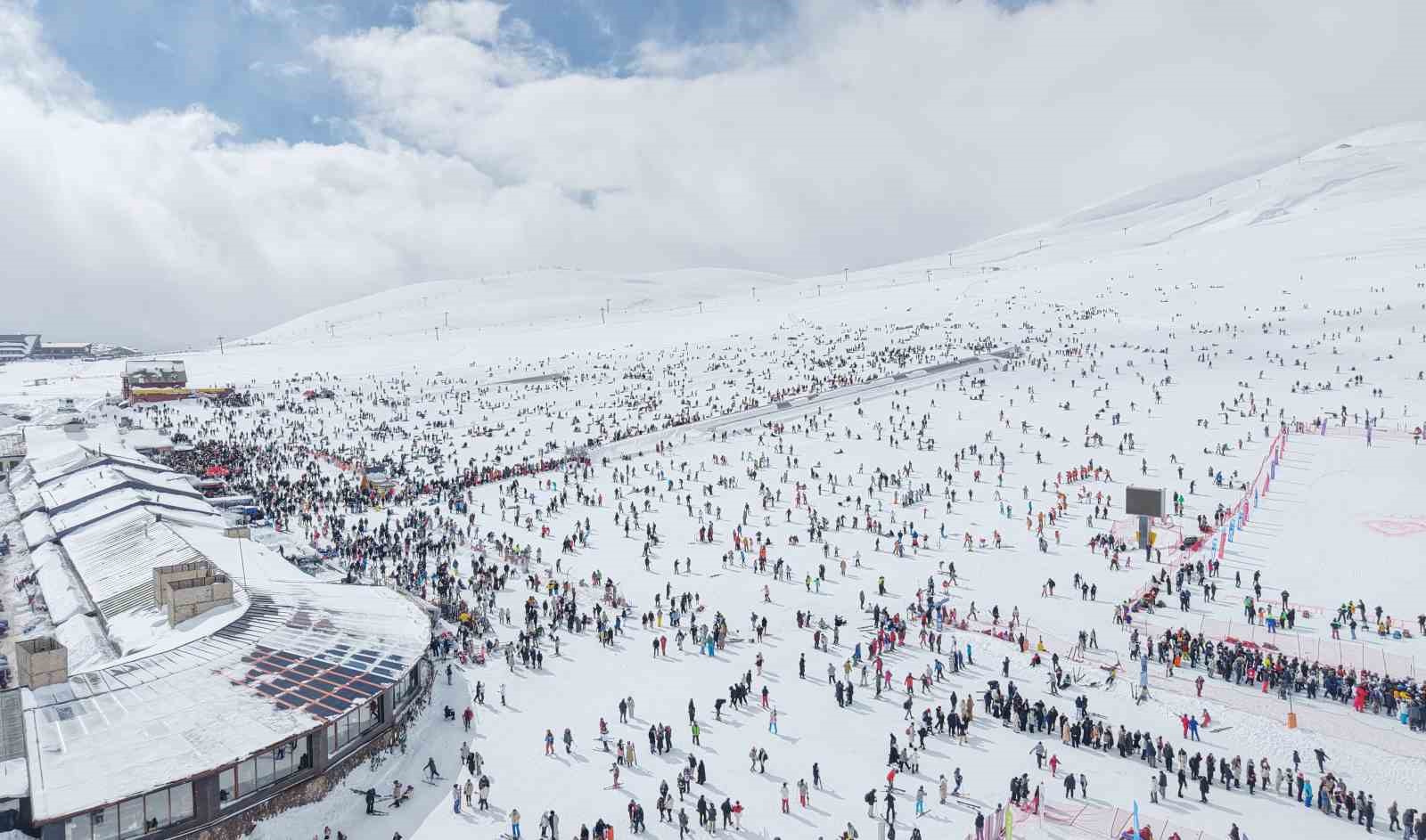 Erciyes’te hafta sonu pistler kayakçılarla doldu
