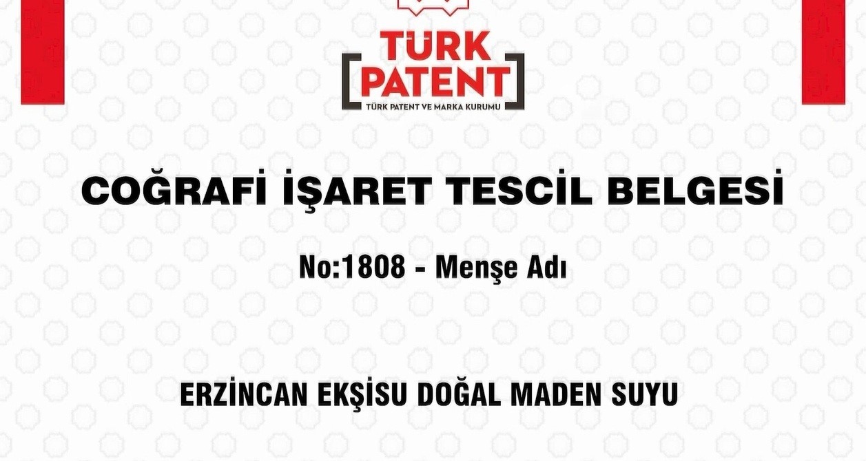 Erzincan Ekşisu Doğal Maden Suyu’na coğrafi işaret tescili
Erzincan Ekşisu Doğal Maden Suyu’na coğrafi işaret tescili