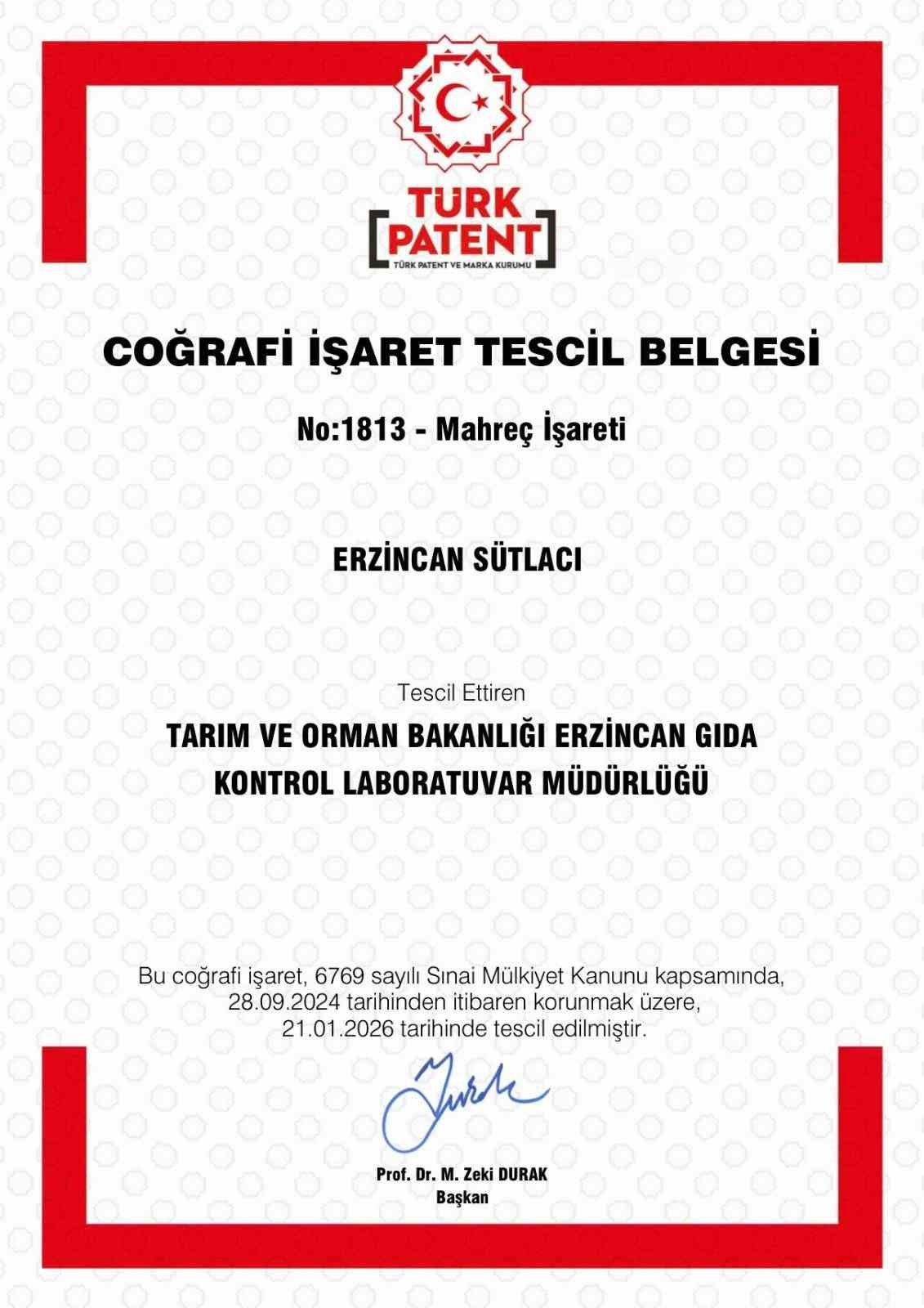 Erzincan Sütlacı coğrafi işaretle tescillendi
