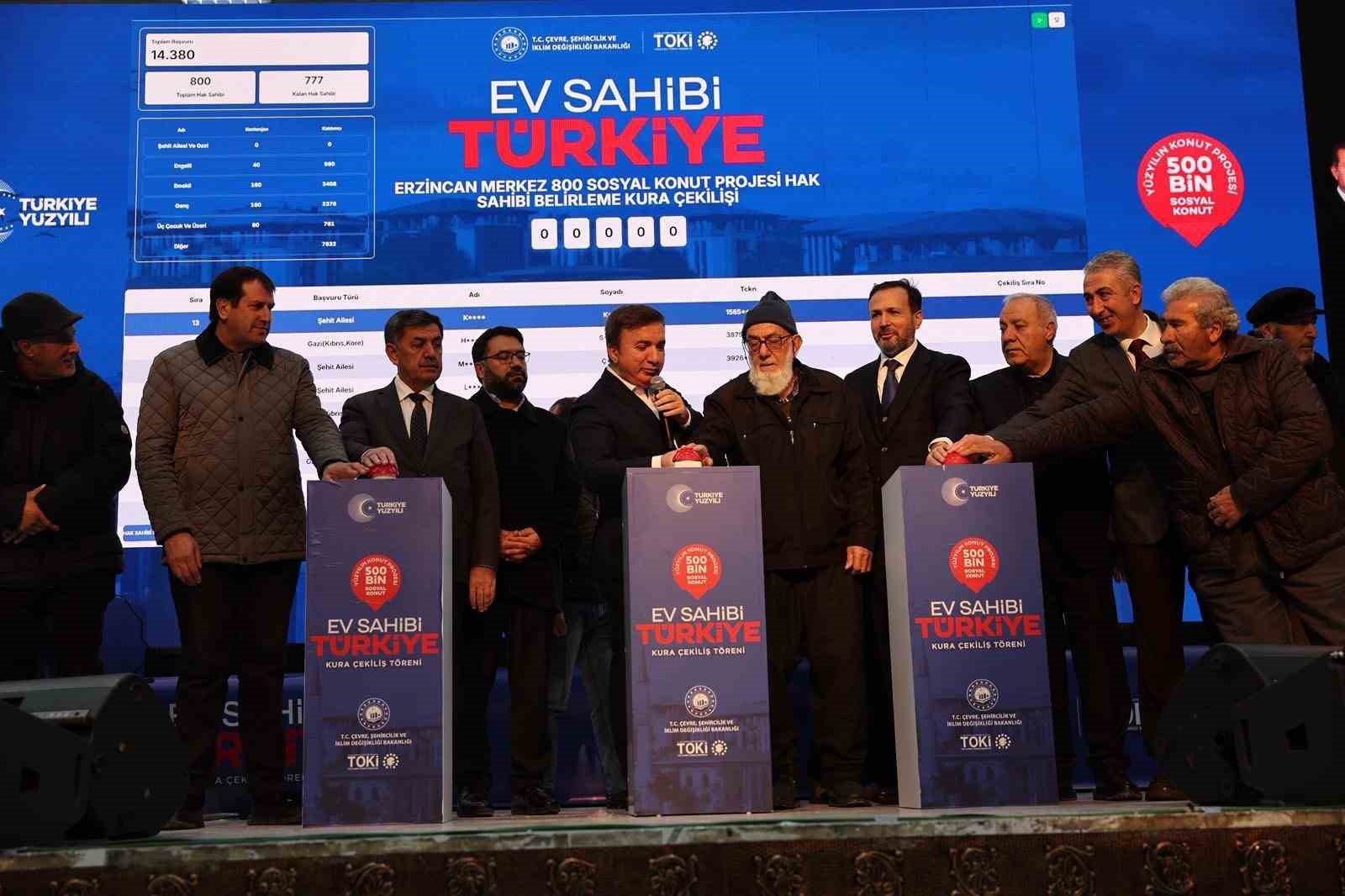 Erzincan’da bin 760 sosyal konutun kura çekilişi yapıldı
