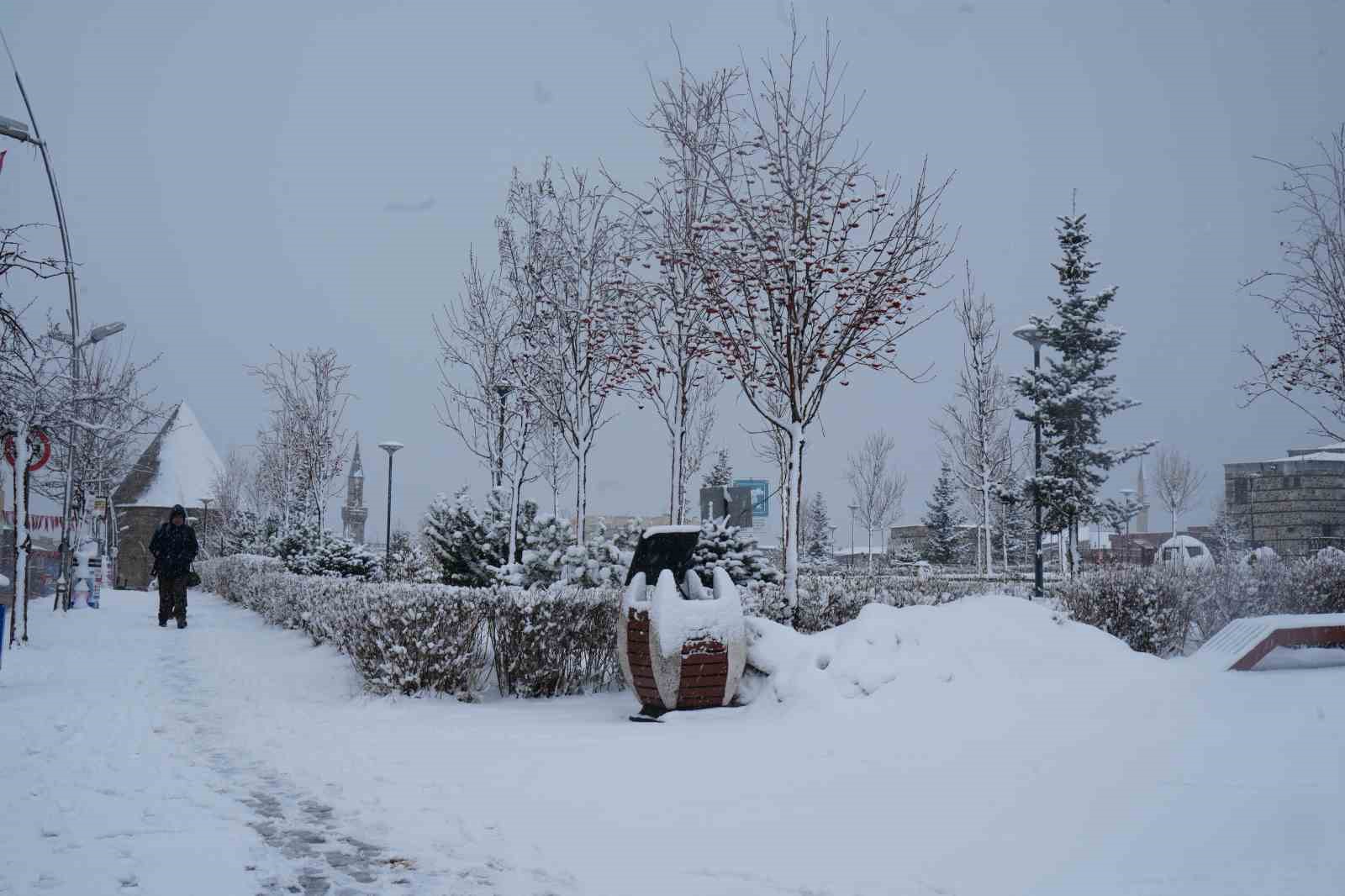 Erzurum’da kar yağışı etkili oluyor
