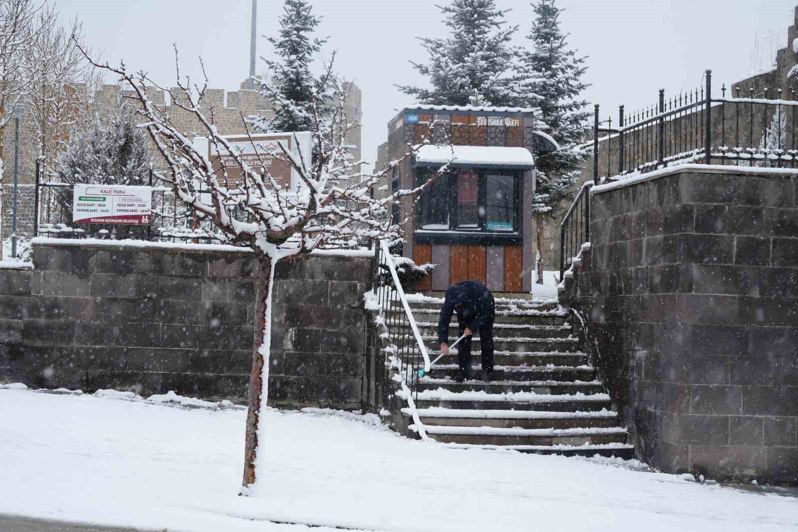 Erzurum’da kar yağışı etkili oluyor
