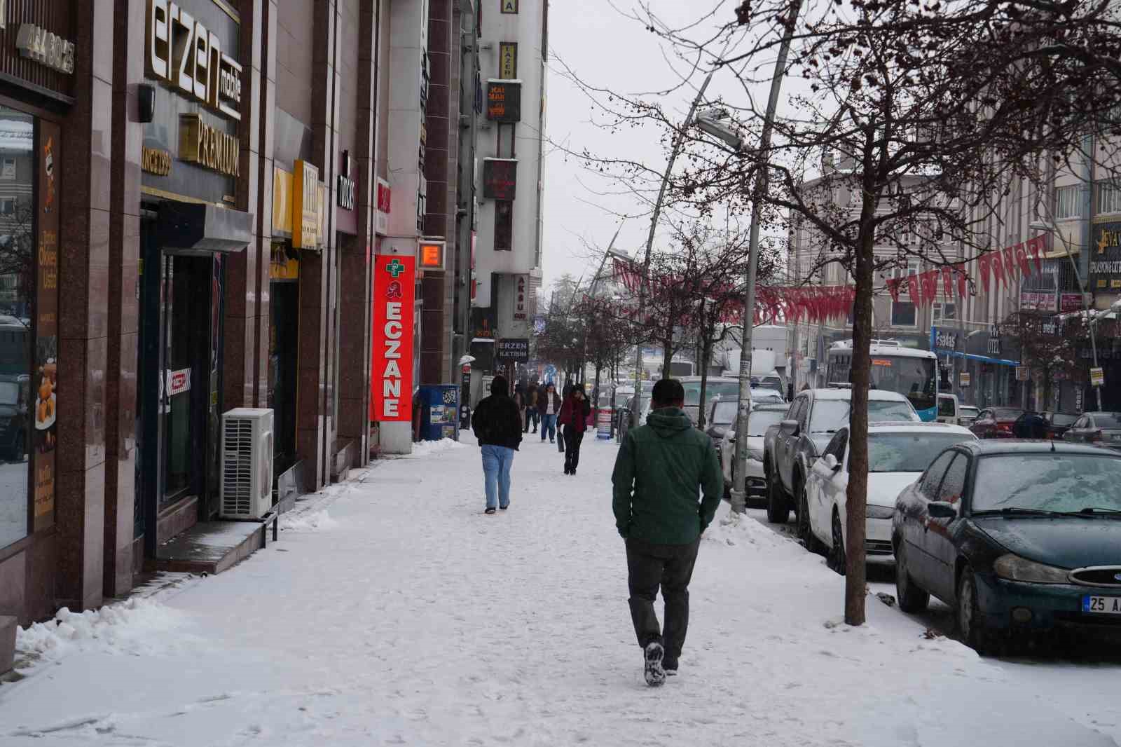 Erzurum’da kar yağışı etkili oluyor
