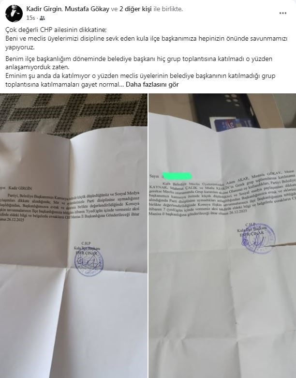 Eski İlçe Başkanı Girgin’den CHP Kula İlçe Başkanlığı’na sert çıkış
Eski İlçe Başkanı Girgin’den CHP Kula İlçe Başkanlığı’na sert çıkış