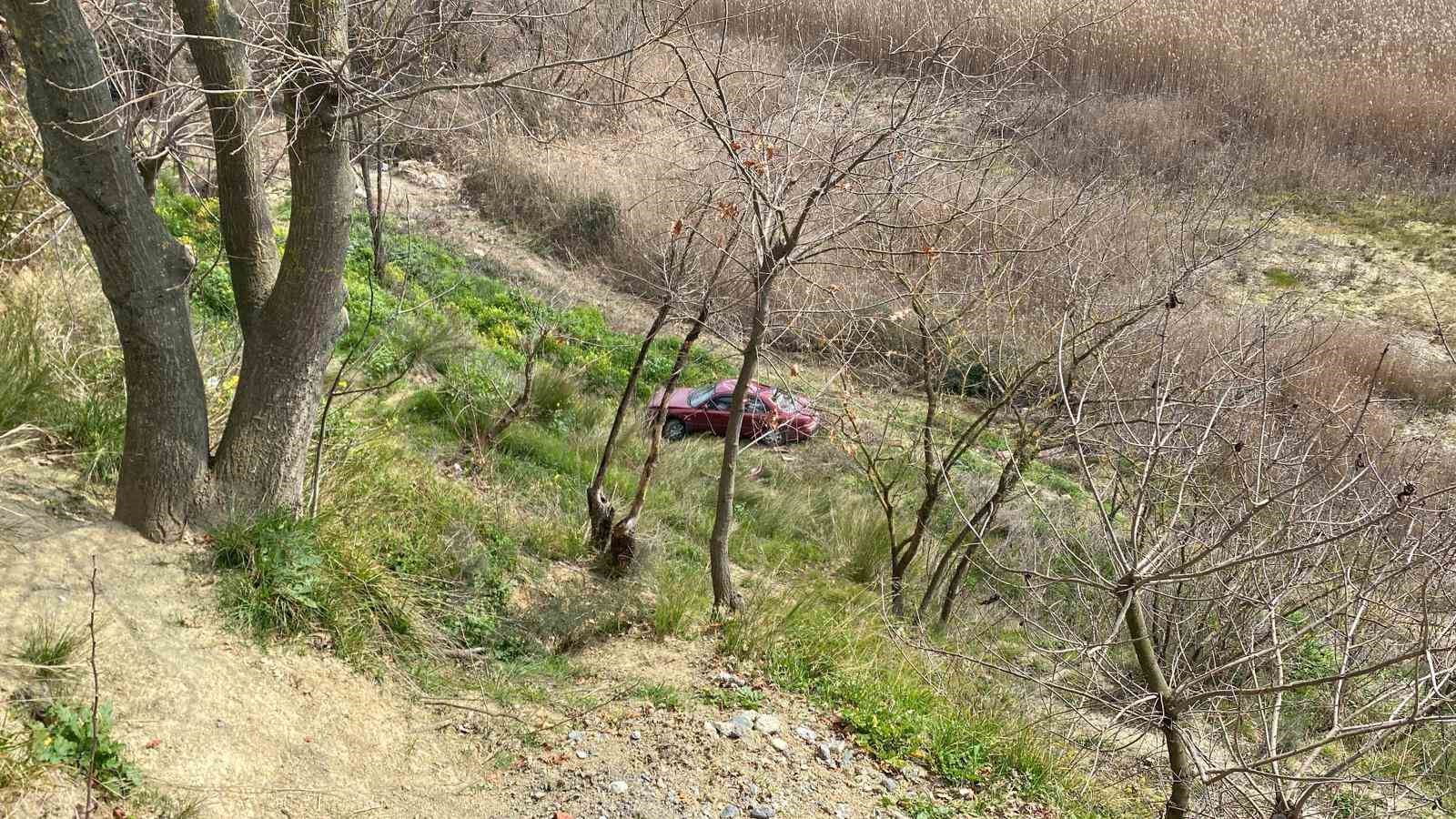 Frenine bakmak için indi, aracı gözlerinin önünde şarampole yuvarlandı
