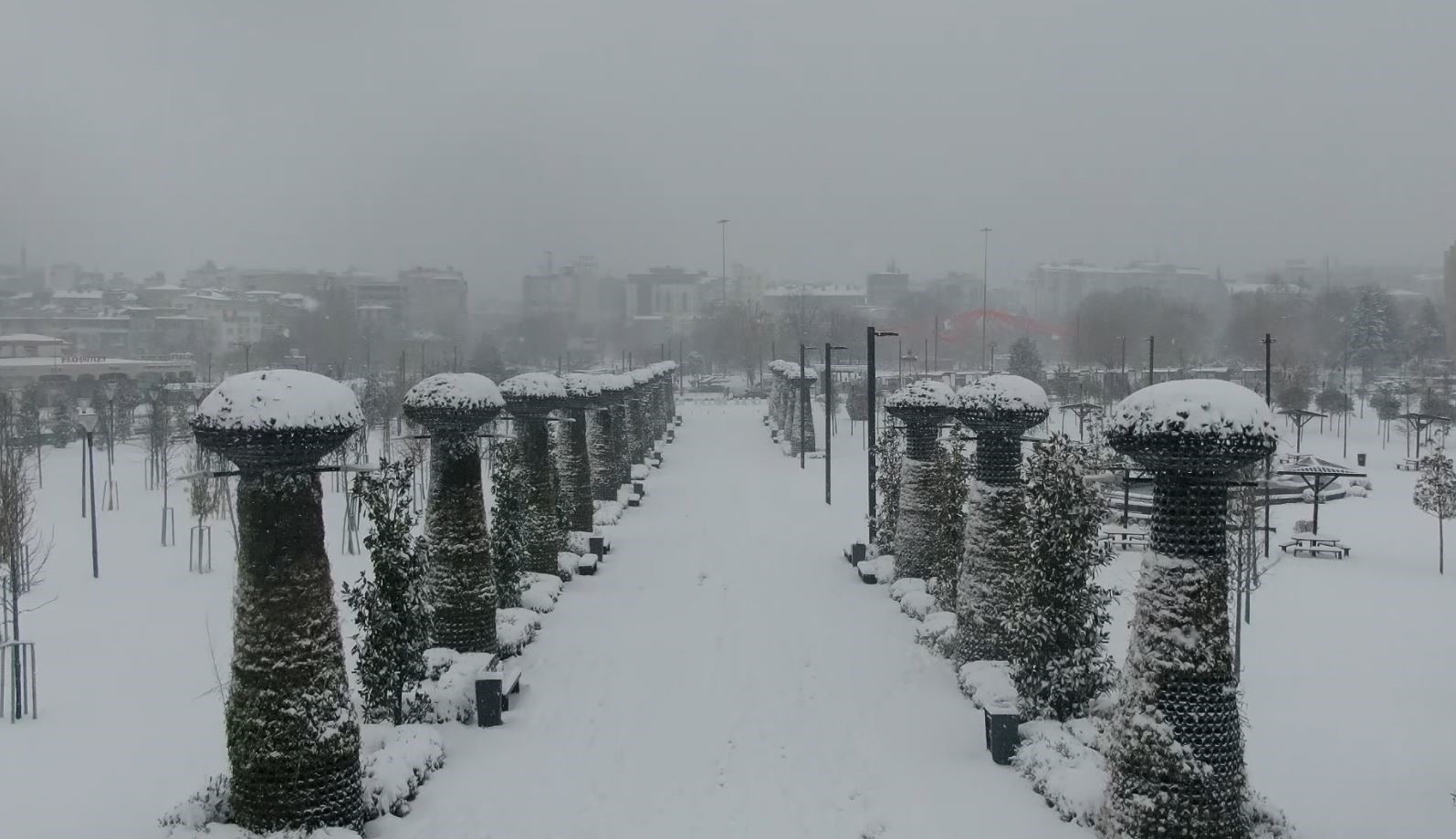 Gaziantep’te kar manzarası havadan görüntülendi
