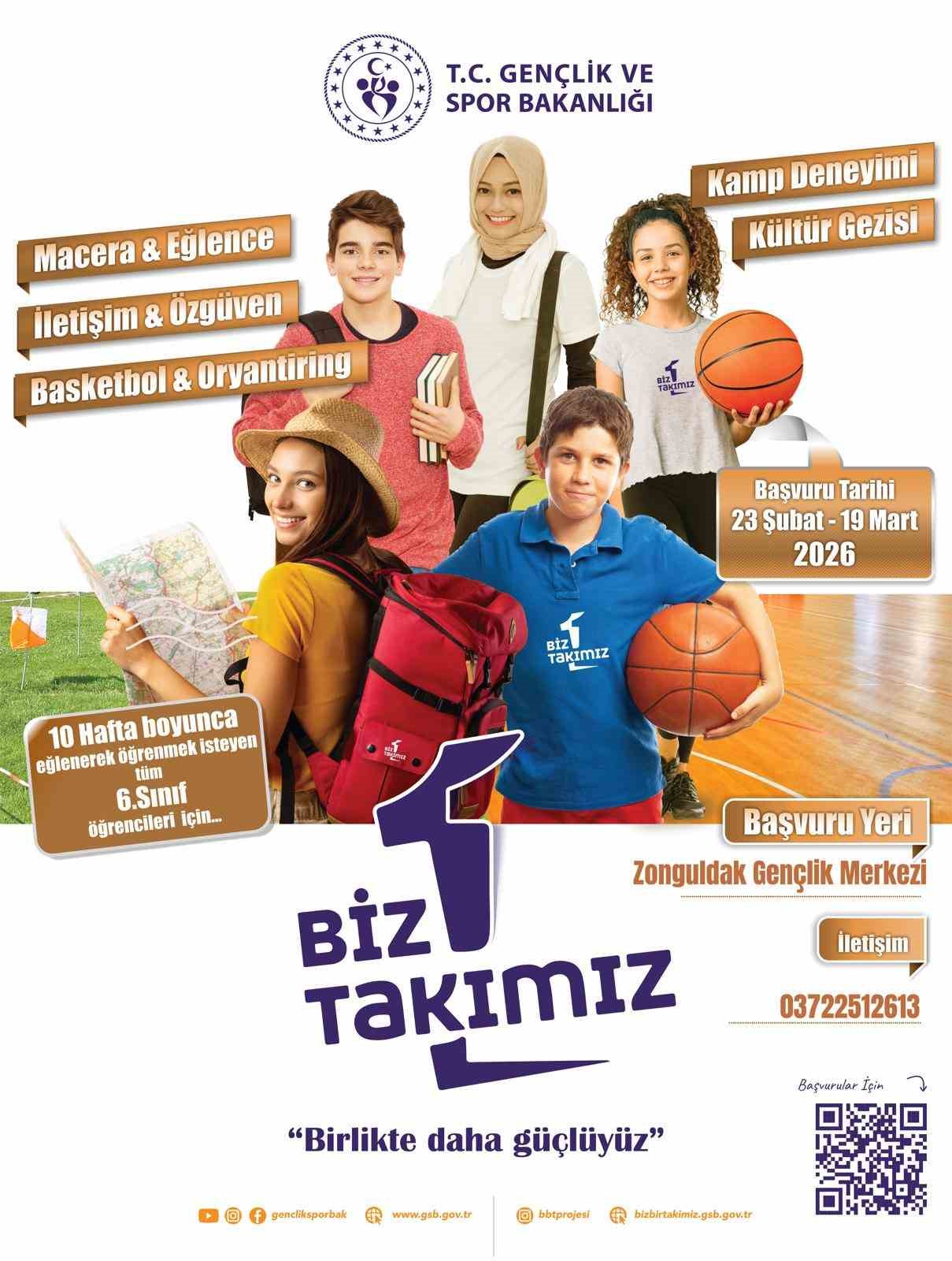 Gençlik ve Spor Bakanlığı’nın "Biz Bir Takımız Projesi" Zonguldak’ta başlıyor
Gençlik ve Spor Bakanlığı’nın "Biz Bir Takımız Projesi" Zonguldak’ta başlıyor