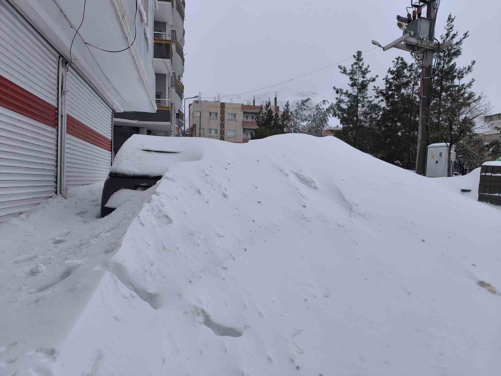 Gercüş’te kar, arabaların boyunu geçti
