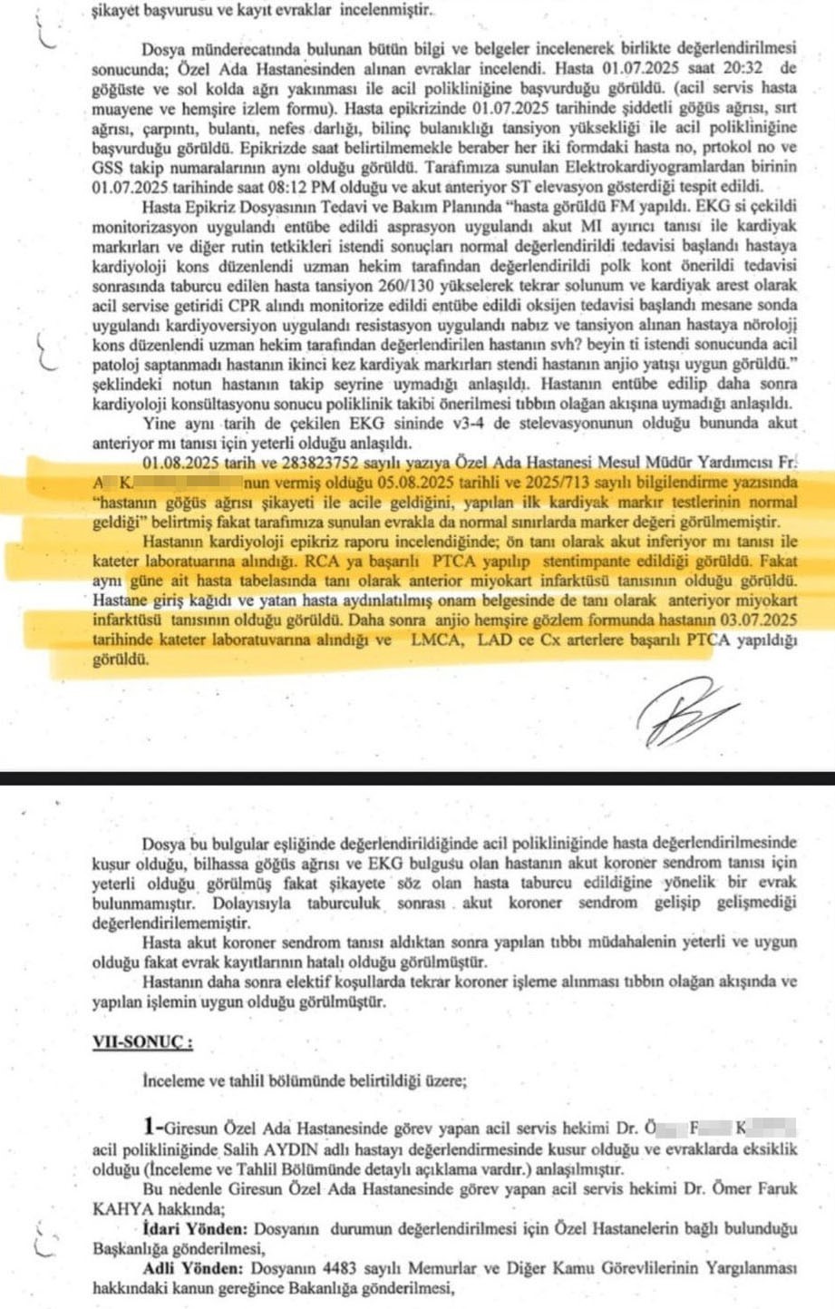Giresun Özel Ada Hastanesi’ndeki sağlık skandalı Sağlık Bakanlığı raporuna yansıdı

