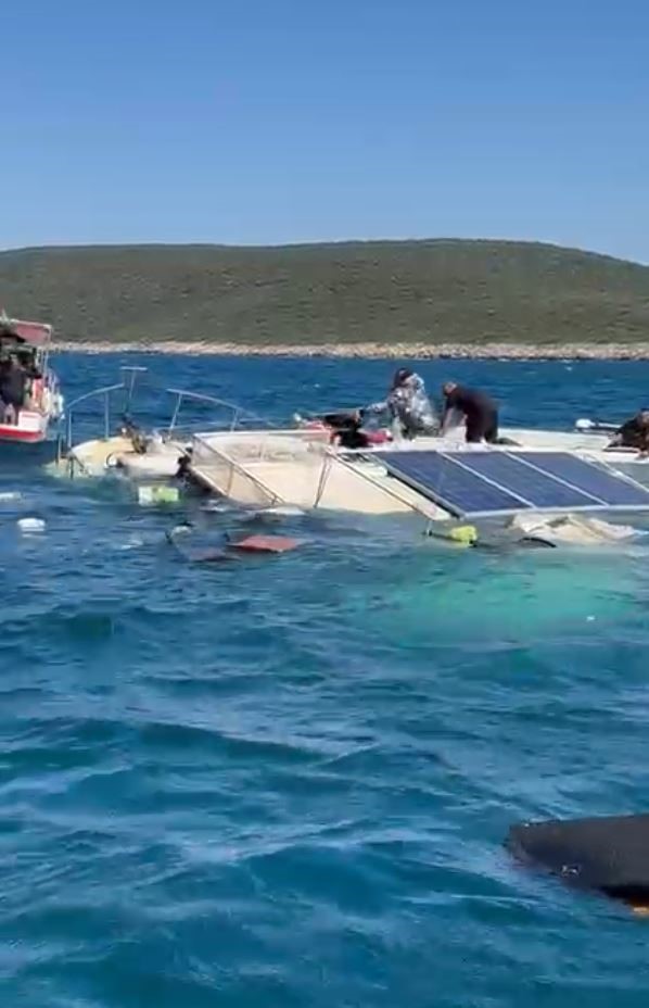 Güllük Körfezi’nde amatör balıkçı teknesi battı
