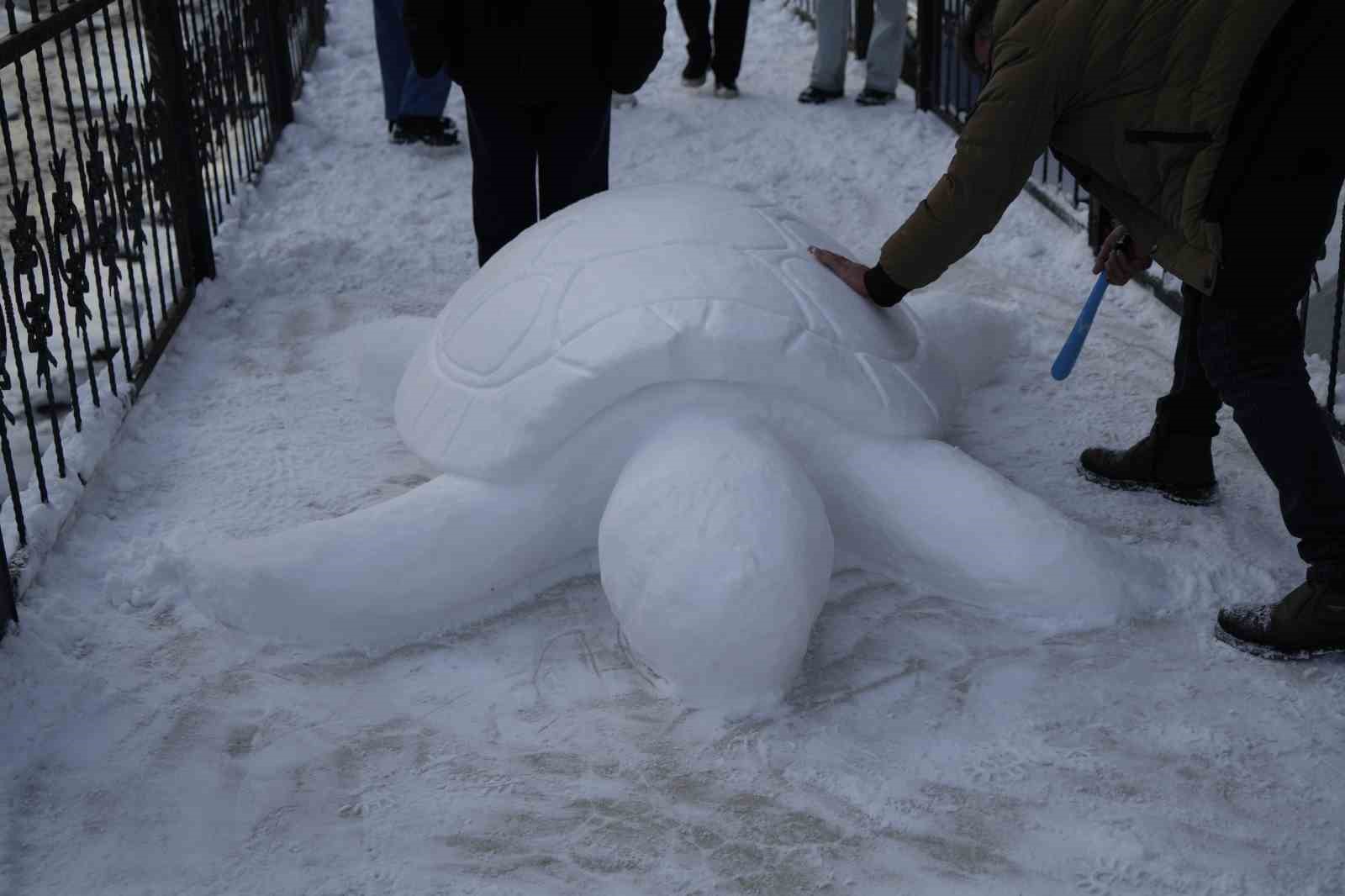 Gümüşhane’de "kardan kaplumbağa" ilgi odağı oldu
