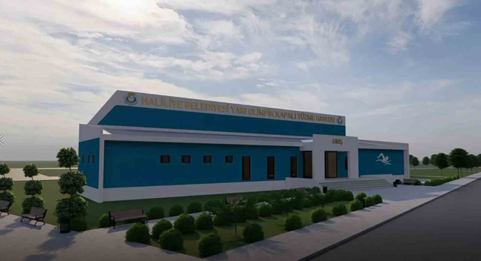 Haliliye’de yarı olimpik yüzme havuzunda yapım çalışmaları sürüyor
