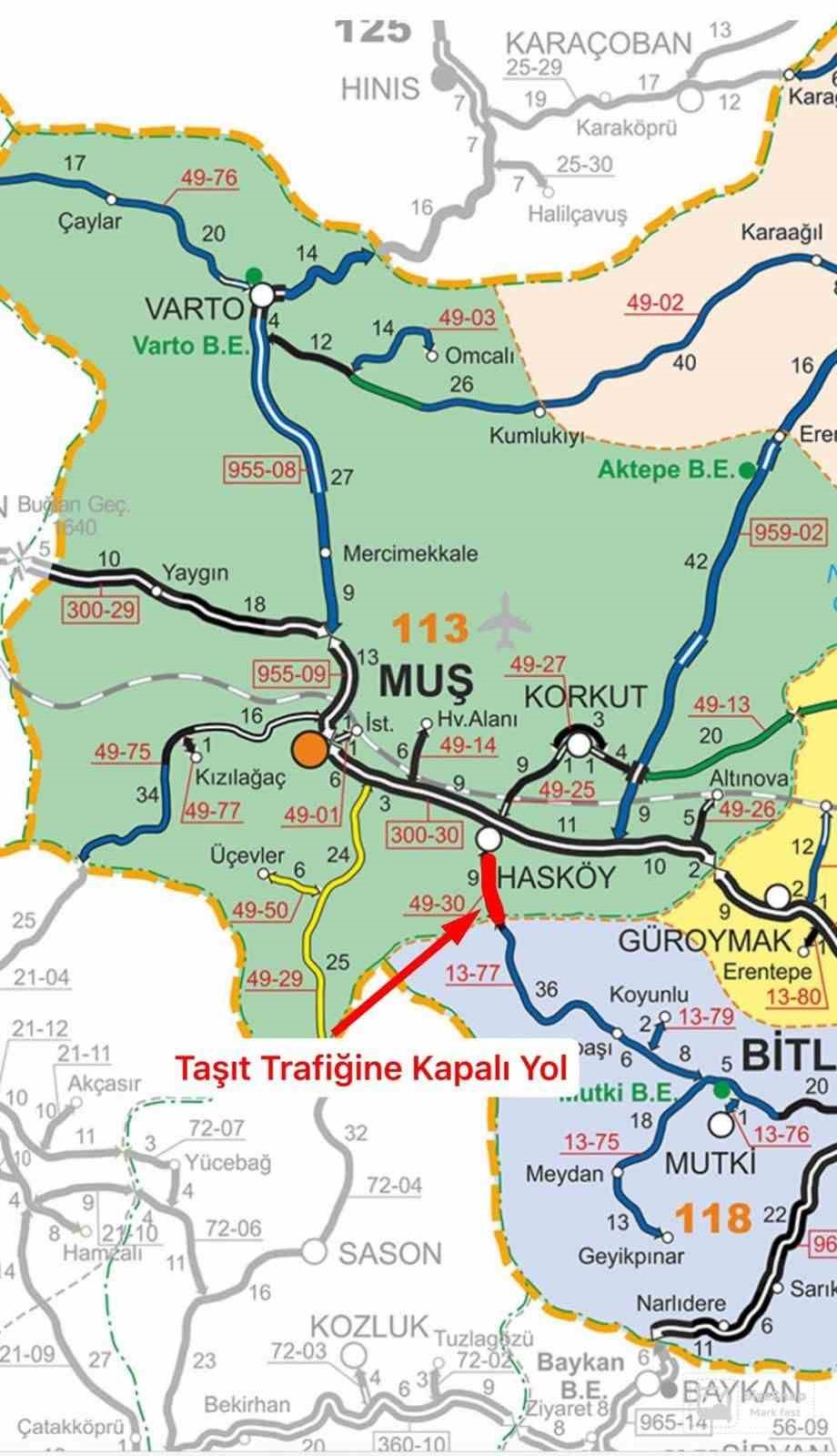 Hasköy-Mutki yolu tipi nedeniyle ulaşıma kapatıldı
